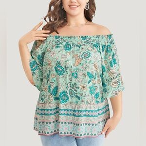 💥St. John’s Bay Plus-size Floral Off-Shoulder Top 2X